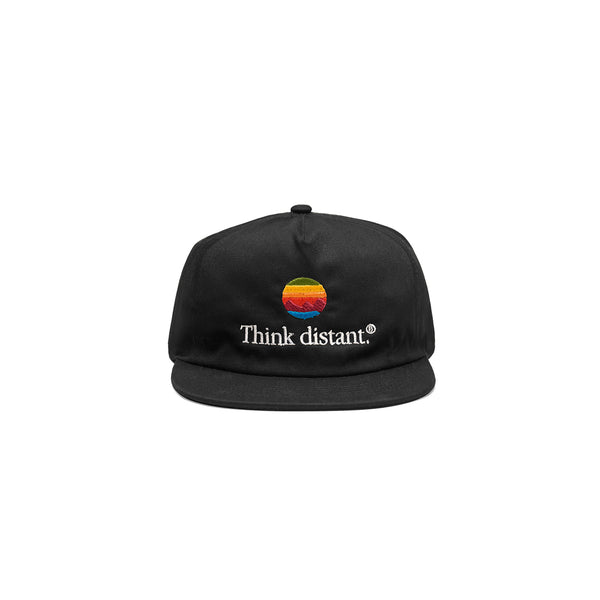 "THINK DISTANT" LOGO 5-PANEL CAP [BLACK]